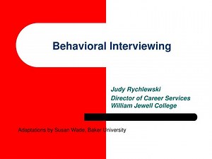 Behavioral Interviewing - SlideServe