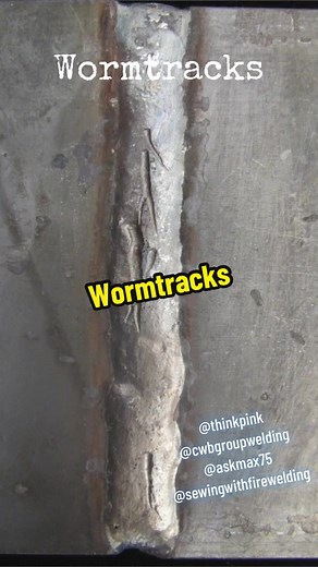 CWB Colaboration. keep those lenses clean. Worm tracks chicken track worm holes elongated porosity🤷‍♂️. Checkout the full video on my Youtube channel or @cwbgroup #welding #fcaw #cwb #welder #studentwelder #weldingschool #welddefects