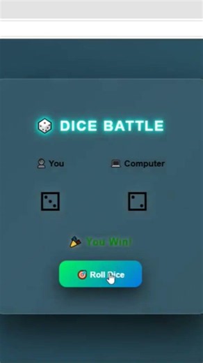 Dice Game Using JavaScript 🎲 | Beginner Project #shorts #webdevelopment #coding