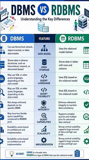 DBMS vs RDBM | Complete Comparison with Examples ‪@A1coderclips‬