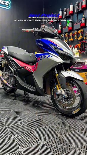 Sleek Blue and Silver Vehicle Refinishing Service