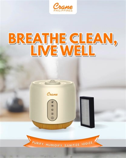Meet your new home essential: The Crane 5-in-1 Top Fill Humidifier ☁️✨ ✅ Purifies ✅ Humidifies ✅ Sanitizes ✅ Iodizes Pro-tip: Keep the air quality at its peak by using the FILTER for 5in1 Topfill Humidifier. Better air is just a touch away. Shop the Crane collection today! Lazada: https://tinyurl.com/3a3prsus Shopee: https://tinyurl.com/kacawf9f | Crane Philippines | Facebook