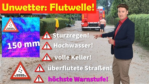 Diplom-Meteorologe Dominik Jung erwartet ein extremes Unwetter in Teilen von Deutschland: Starkregen mit Hochwasser, Rekordpegel sind möglich!