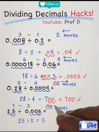 326K views · 2.7K reactions | Fast Math: How to Divide Decimals? | Prof D | Facebook