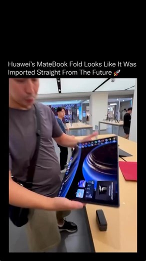 @facenews77 on Instagram: "Huawei’s MateBook Fold doesn’t just fold, it defies every rule we thought a laptop had to follow. An 18-inch OLED display that bends like paper, packs up to 32GB RAM and 2TB SSD, yet weighs less than a water bottle. No keyboard, no recycled design, just pure flexibility. This isn’t an upgrade. It’s a time jump, a laptop that looks like it was smuggled in from 2045. Love Technology? Follow me Media: @yeskeldy_k #Technology #Huawei #Laptop #Innovation #Tech"