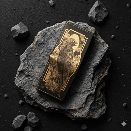 The Mystic Raven Gold Leaf Wallet | Gothic Crow Art Leather Bifold | the Shine Collection | - Etsy