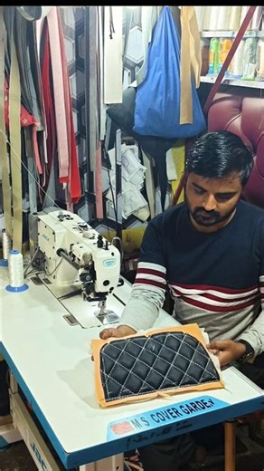 Car Seat Cover Diamond Design Stitching Tutorial | Fast Stitching Seat Cover Making