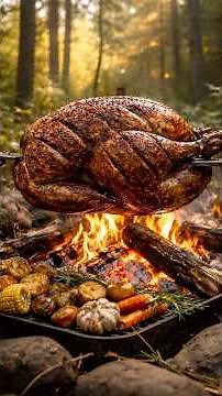 Fire, Smoke & Flavor – Whole Turkey on Wood Fire #survival #campfire #campfirecooking