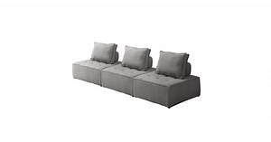 Buy Oikiture 3PCS Modular Sofa Lounge Chair Armless TOFU Back Linen Grey Online | Kogan.com