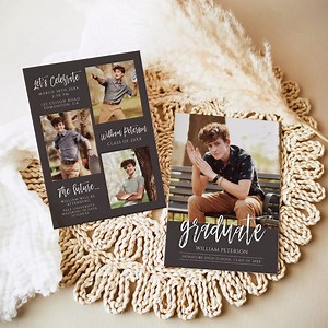 Graduation Invitation Template, Modern Graduation Announcement, Senior Graduation Party, Boys Graduation Party Invite, Grad Invitation Gr4 - Etsy