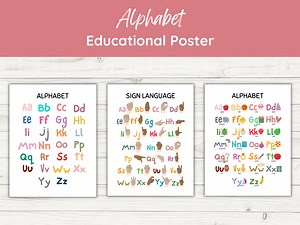 Alphabet & Sign Language Poster, Educational Nursery Decor (digital Printable) - Etsy UK