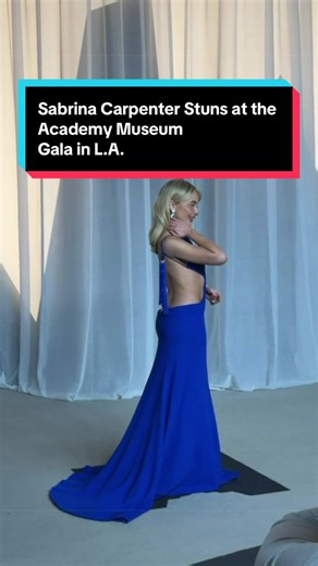 She’s working late… because she’s at the Academy Museum Gala! #SabrinaCarpenter was a vision in blue in L.A. 💙