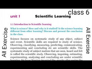 Class 6 Science book unit 1 # Exercise # English Medium # All Exercise