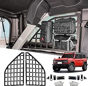 Rear Window MOLLE Panel for Ford Bronco 2021-2023, 4Door - Bronco Accessory, Back Cargo Storage, Metal Panel 2Pcs (Not Fit Soft Top)