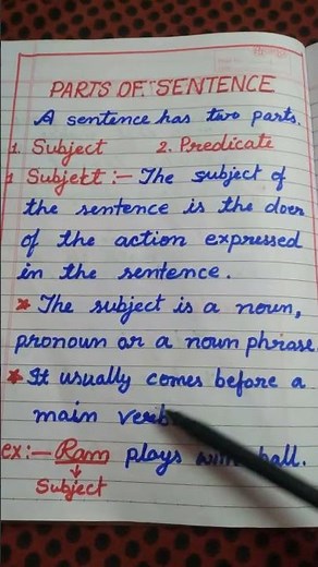 Parts of Sentence।।Subject and Predicate।।definition।।#Shorts