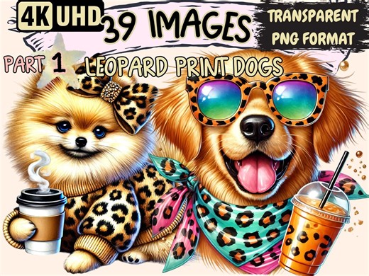 Leopard Print Dogs Clipart – 39 PNG Illustrations (digital Download) - Etsy Hong Kong