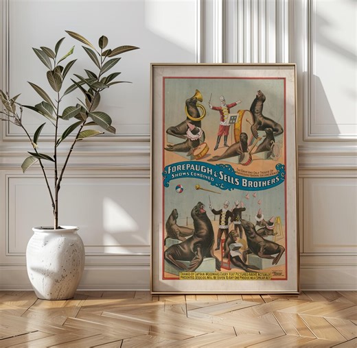 Vintage 1890s Circus Poster Print | Forepaugh & Sells Brothers Sea Lion Show Art - Etsy UK