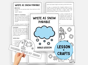 White as Snow Winter Bible Lesson and Crafts for Sunday School  or Homeschool