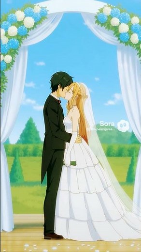 Sword Art Online Character Kirito and Asuna The Beautiful Moment Together