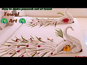 Peacock towel folding||towel art||couple towel art||housekeeping towel design#sbtowelartcreations