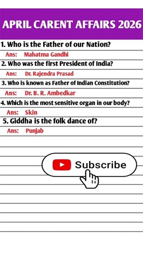 April 2026 Current Affairs🤯 | April Monthly Current Affairs 2026 | Current Affairs 2026 |