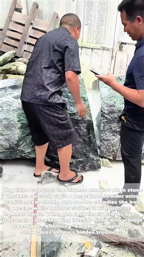 Jade Jackpot: Workers Crack Open a Rock to Reveal Stunning Emerald Core!