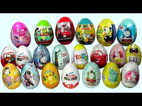 21 Surprise Eggs, Kinder Surprise Cars 2 Thomas Spongebob Disney Pixar
