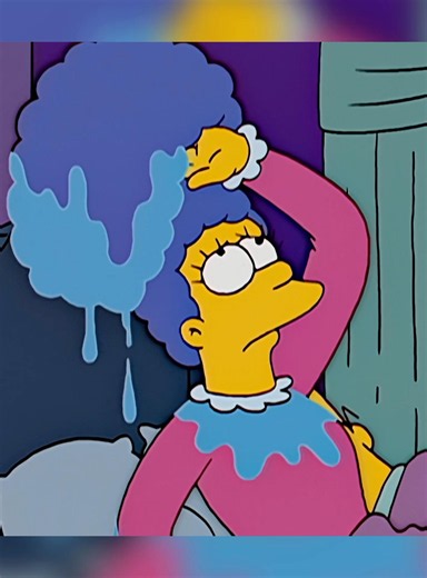 Roof leaks, rain keeps dripping on Marge’s blue hair!