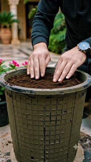 DIY Luxury Flower Pot: Transforming a Plastic Basket into a Stone-Decorated Masterpiece