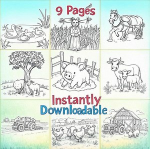 Farm Life Coloring Pages for Kids - 9 Fun Rural Designs, Digital Download - Etsy