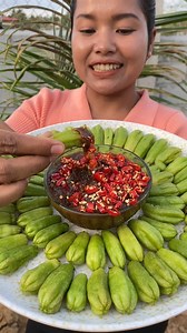 Bilimbi fruit eating with spicy shrimp paste sauce | Learning Insider