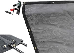 Mytee Products Manual Cab Level Hand Crank Tarp Roller Kit for Dump Trucks Trash Hauler with 7'6" x 16' PVC Mesh Tarp Double Pocket