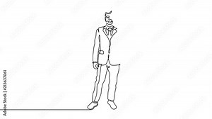 Animation continuous single drawn line lawyer with briefcase
