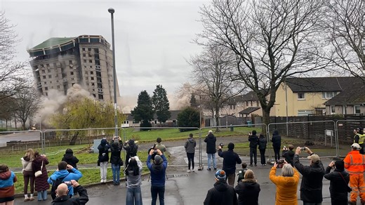 Watch the moment tower blocks are demolished in controlled explosion