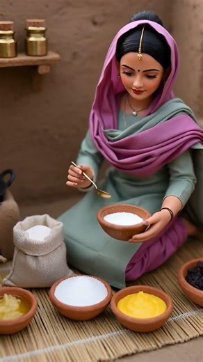 Miniature Doll Semolina Halwa Cooking ASMR | Islamic Village Tiny Kitchen Ramadan Recipe