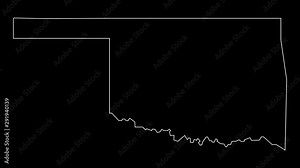 Oklahoma USA federal state map outline animation