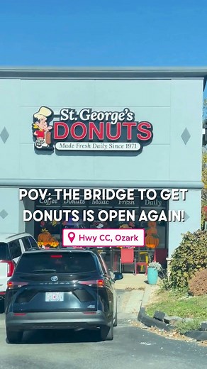 You can now cruise straight to our Ozark shop without detours. Come celebrate with donuts and no more construction delays! 🍩🙌 #StGeorgesDonuts #OzarkLocation #BridgeIsBack #DonutRunUnlocked | St. George's Donuts