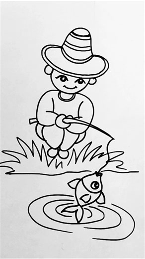 Draw a boy fish Catching #draw_with_ankan #drawing