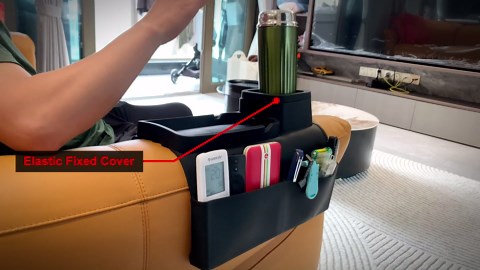 KindGa Couch Cup Holder - Silicone Sofa Armrest Organizer Couch Caddy Black | Couch arm holder for drinks, phone, remote; couch armrest tray recliner armchair caddy, sofa couch arm tray arm chair caddy