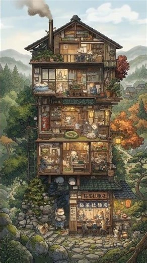 [Fable Frame]A leisurely day at a Japanese ramen shop and a Japanese cat apartment. #aishorts #asmr