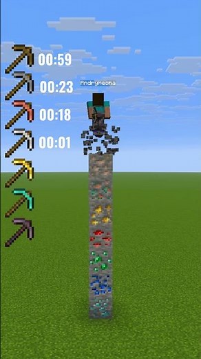 Ranking Pickaxes by Mining Speed #shorts #minecraft #efficiency