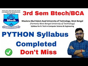 MAKAUT West Bengal Python 3rd Sem Syllabus | Python Tutorial in Bangla | Btech, BCA Python Completed