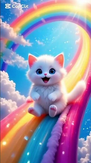 ✨ Cute Cat Sliding Down a Rainbow 🌈 | Funny Cat Loop Animation#CatOnRainbow #CuteCat #FunnyCat#cat