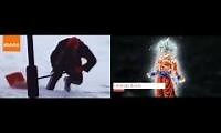 Mix of 2 videos from youtube : Slipping on Ice Ultra Instinct