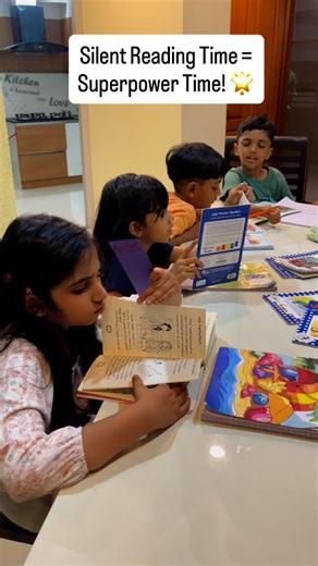 📚 Silent Reading Time = Superpower Time! 🌟 Here’s why we love silent reading: 1. 🏃‍♂️ Read faster & better – Your brain gets super good at recognizing words! 2. 🧠 Learn new words – Every book has a treasure of words waiting for you. 3. 🎨 Imagine & create – Picture the story in your mind and go on adventures! 4. ❤️ Feel & understand more – Stories help us know how others feel. 5. 😌 Calm your mind – A quiet reading break makes you feel happy and relaxed. 6. 💪 Be a reading hero – Reading on 