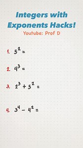 23K views · 258 reactions | Integer Exponent Hacks: Quick Tips to Simplify and Solve! | Prof D | Facebook