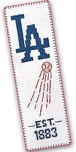 Counted Cross Stitch Kit 'Baseball: LAD' - Hand Embroidery Bookmark with Los Angeles LA Design Pattern