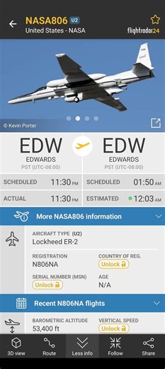 An Extremely Rare NASA Lockheed U-2 1/2 N806NA