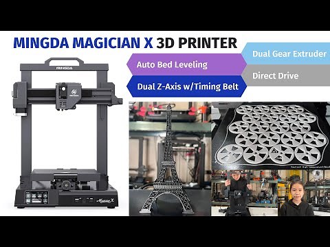 Mingda Magician X 3D Printer: $300 with Dual Z-axis, Direct Extruder, strain gauge auto bed leveling
