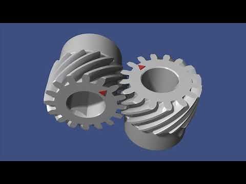 Perpendicular Helical Gear System - 3D Model Animation